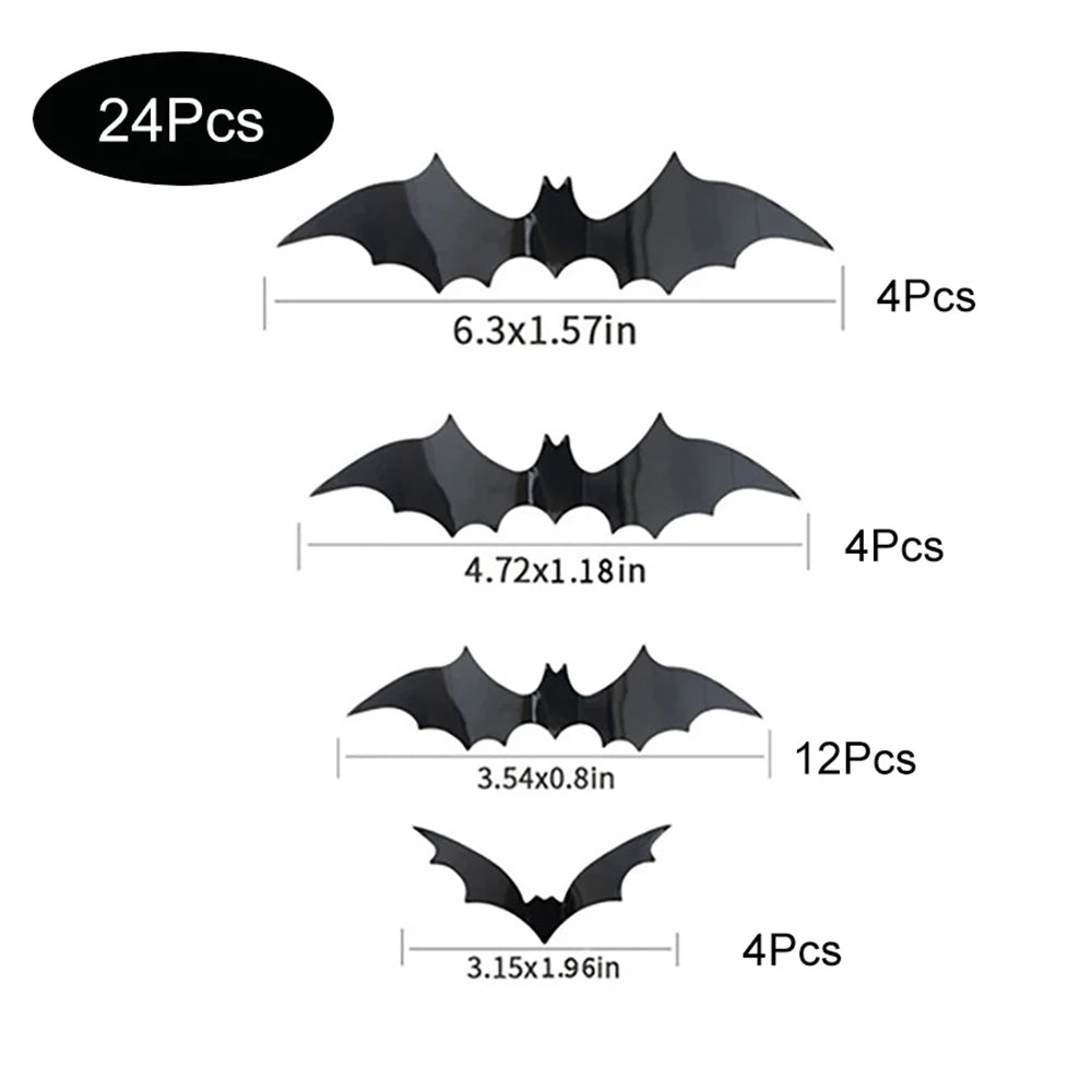 🦇 3D Halloween Bat Wall Decorations – Scary PVC Bat Stickers 🦇
