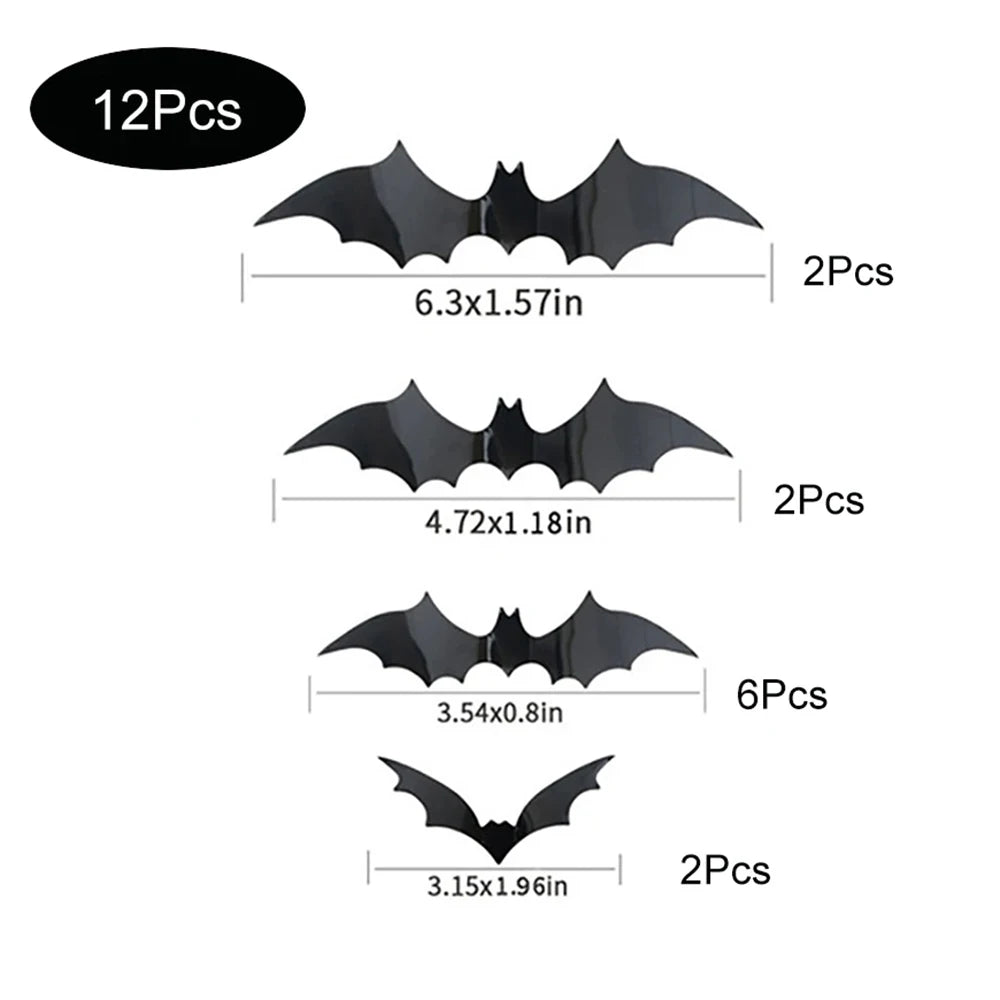 🦇 3D Halloween Bat Wall Decorations – Scary PVC Bat Stickers 🦇