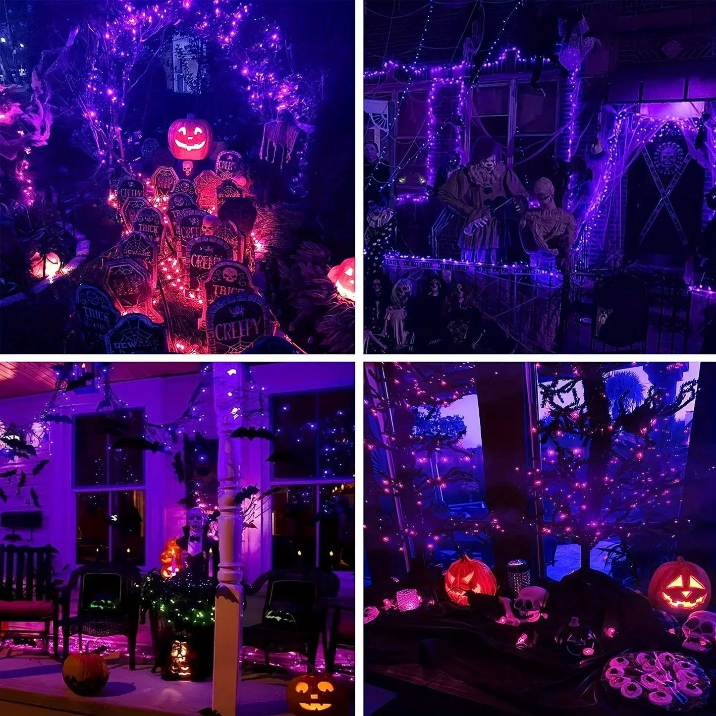 ✨ 100/200 LED Black Wire String Lights – Purple & Orange Fairy Lights ✨