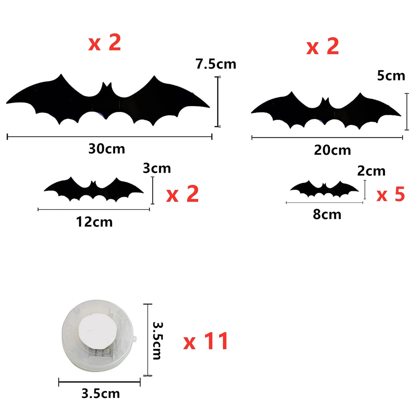 Halloween LED 3D Bats Wall Lights – Realistic PVC Removable Stickers for Indoor & Outdoor Party Decoration