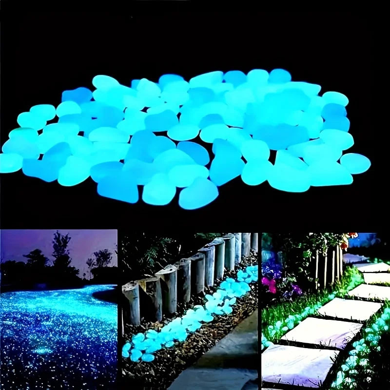 🌙✨ 100Pcs Glow in the Dark Pebbles – Luminous Decorative Stones ✨🌙