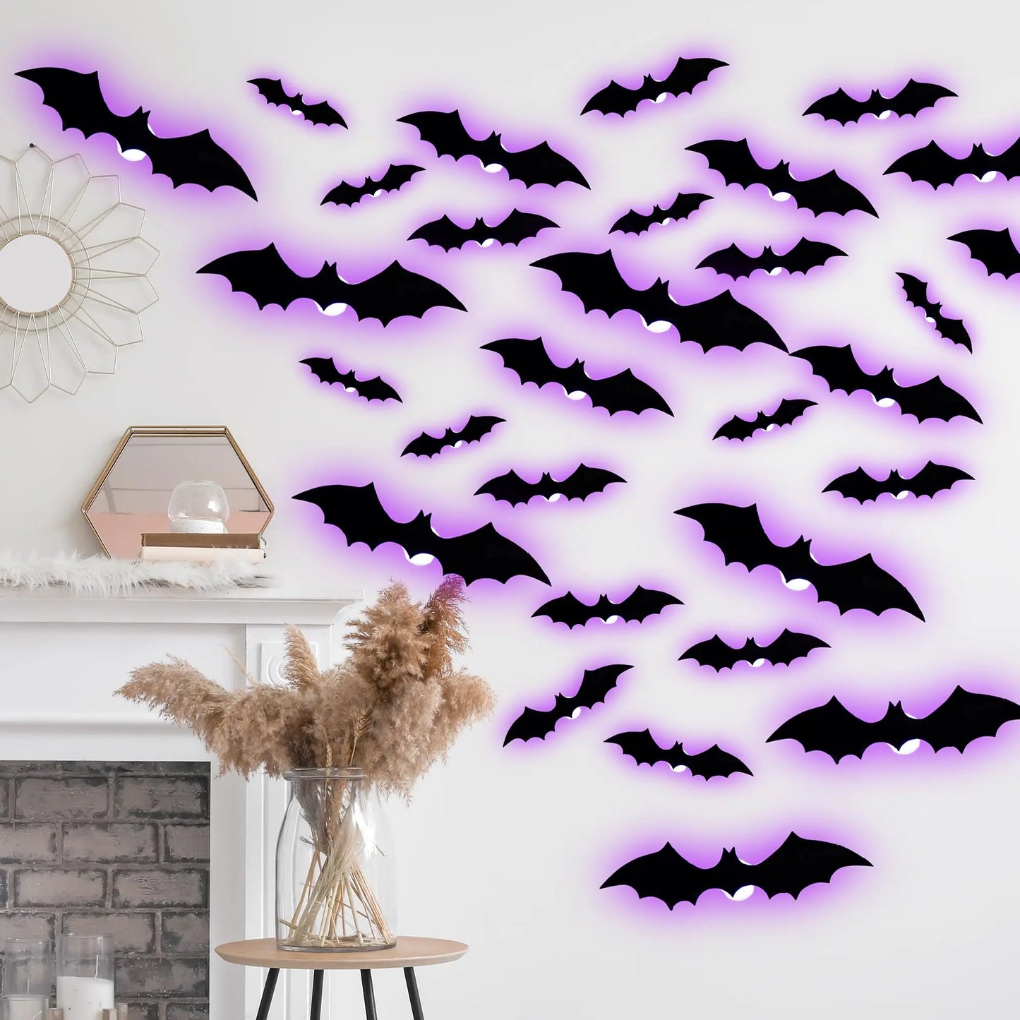Halloween LED 3D Bats Wall Lights – Realistic PVC Removable Stickers for Indoor & Outdoor Party Decoration
