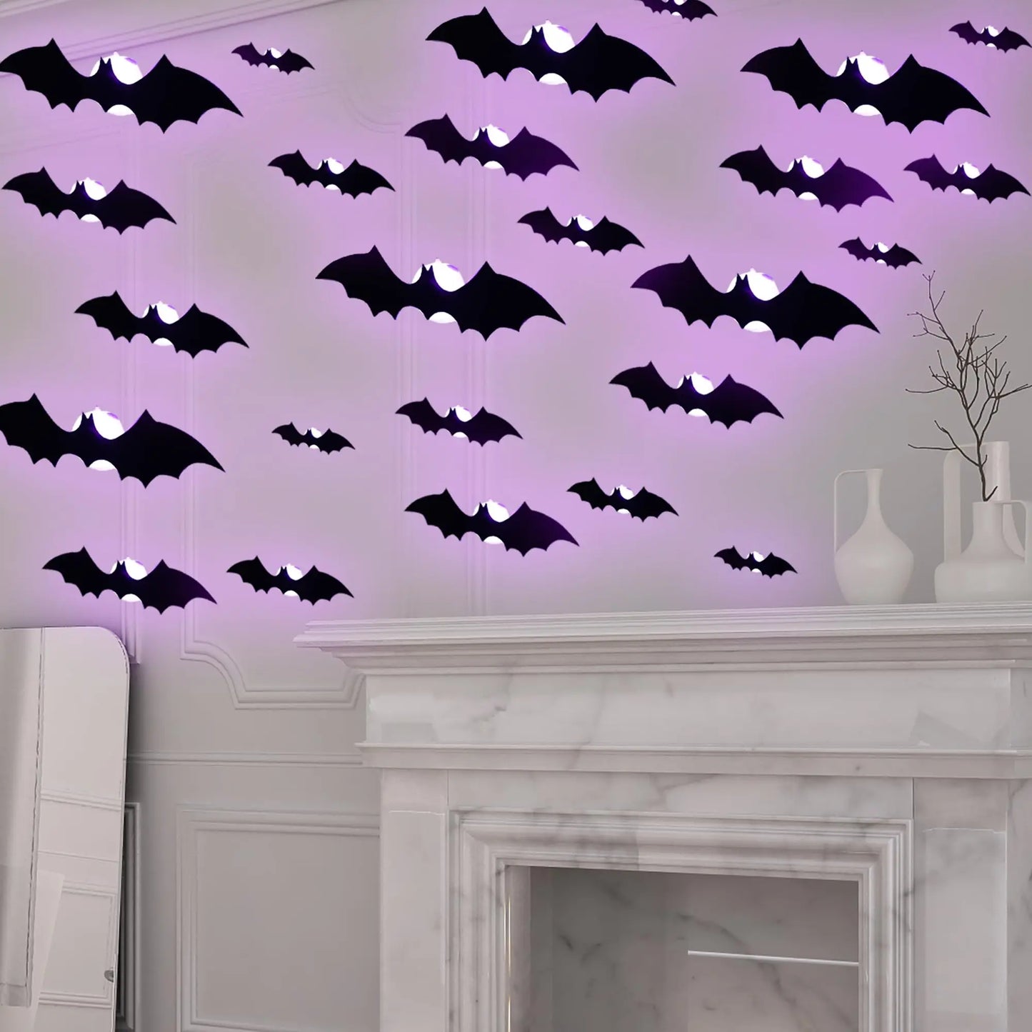 Halloween LED 3D Bats Wall Lights – Realistic PVC Removable Stickers for Indoor & Outdoor Party Decoration