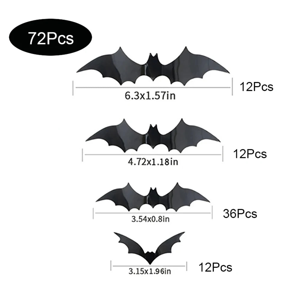 🦇 3D Halloween Bat Wall Decorations – Scary PVC Bat Stickers 🦇