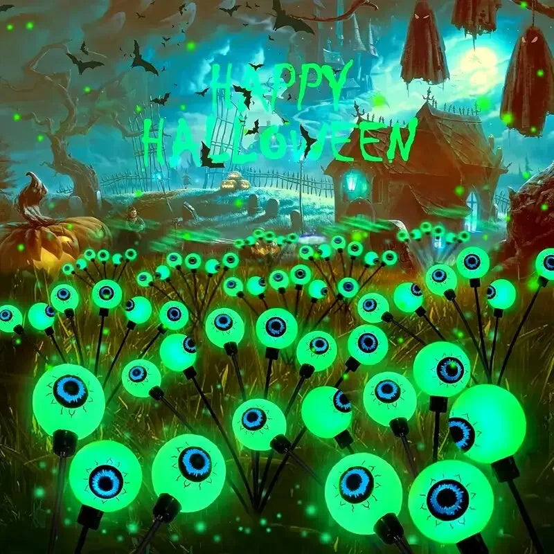 1/2/4Pcs Solar Eyeball Lights – 6-Head Outdoor Firefly Halloween Solar Stake Lights for Garden, Lawn & Yard Decoration