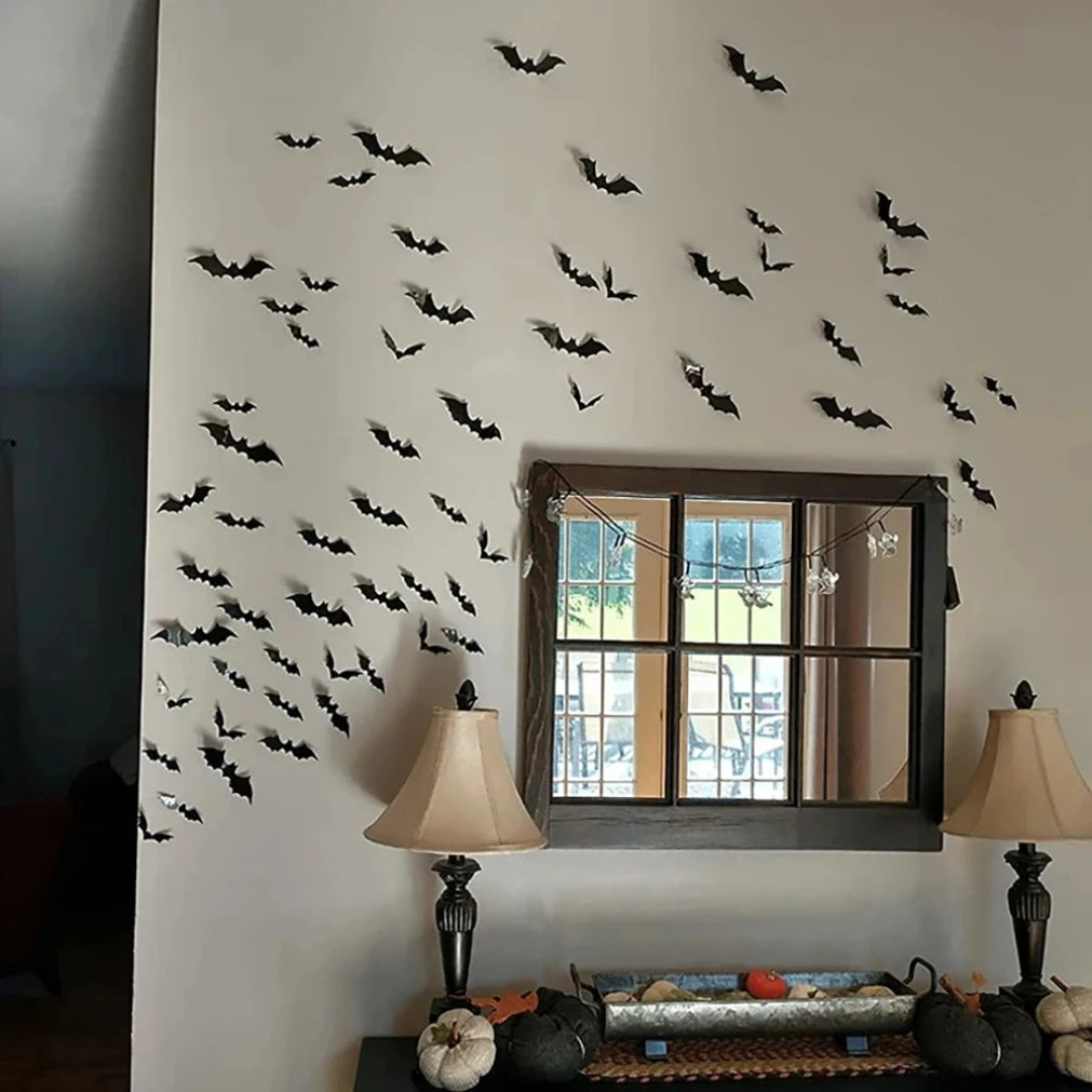 🦇 3D Halloween Bat Wall Decorations – Scary PVC Bat Stickers 🦇