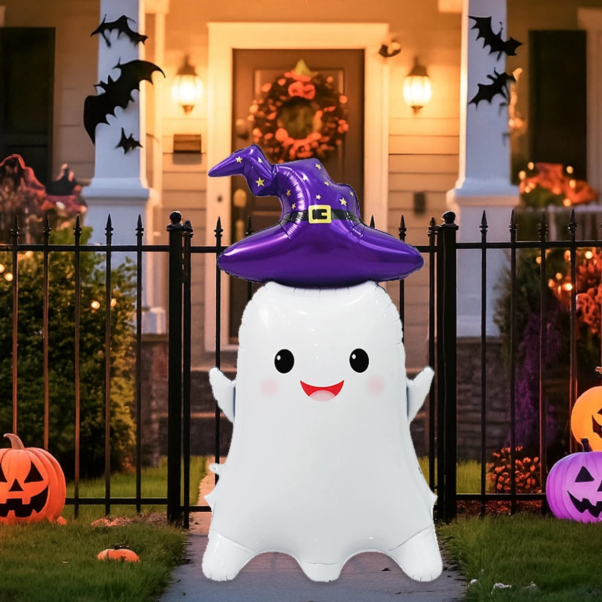 🎃👻 Large Halloween Foil Balloon – Pumpkin & Ghost Stand Decoration 👻🎃