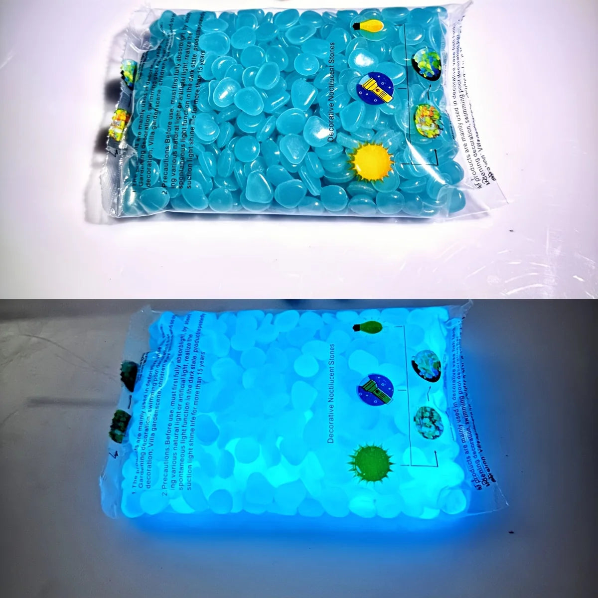 🌙✨ 100Pcs Glow in the Dark Pebbles – Luminous Decorative Stones ✨🌙