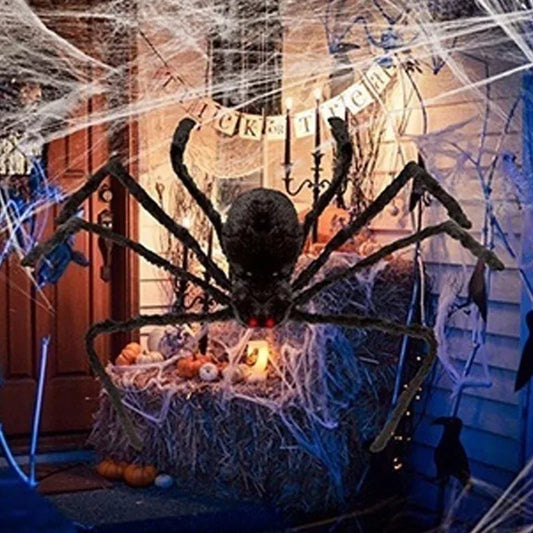 🕷️ Giant Halloween Plush Spider Decoration – Scary Realistic Horror Prop 🕷️