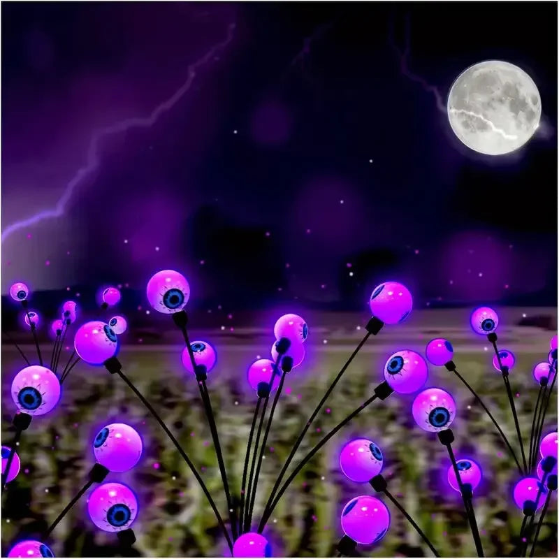 1/2/4Pcs Solar Eyeball Lights – 6-Head Outdoor Firefly Halloween Solar Stake Lights for Garden, Lawn & Yard Decoration