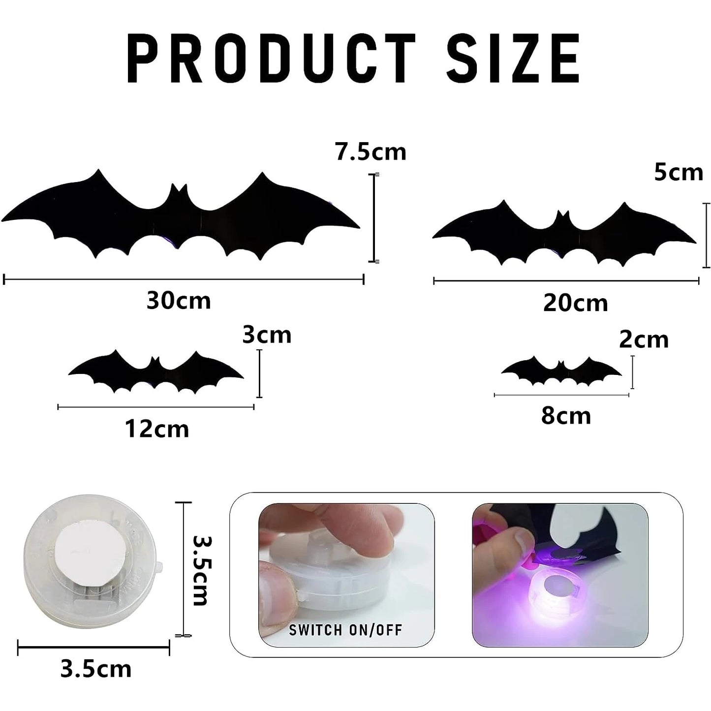 Halloween LED 3D Bats Wall Lights – Realistic PVC Removable Stickers for Indoor & Outdoor Party Decoration