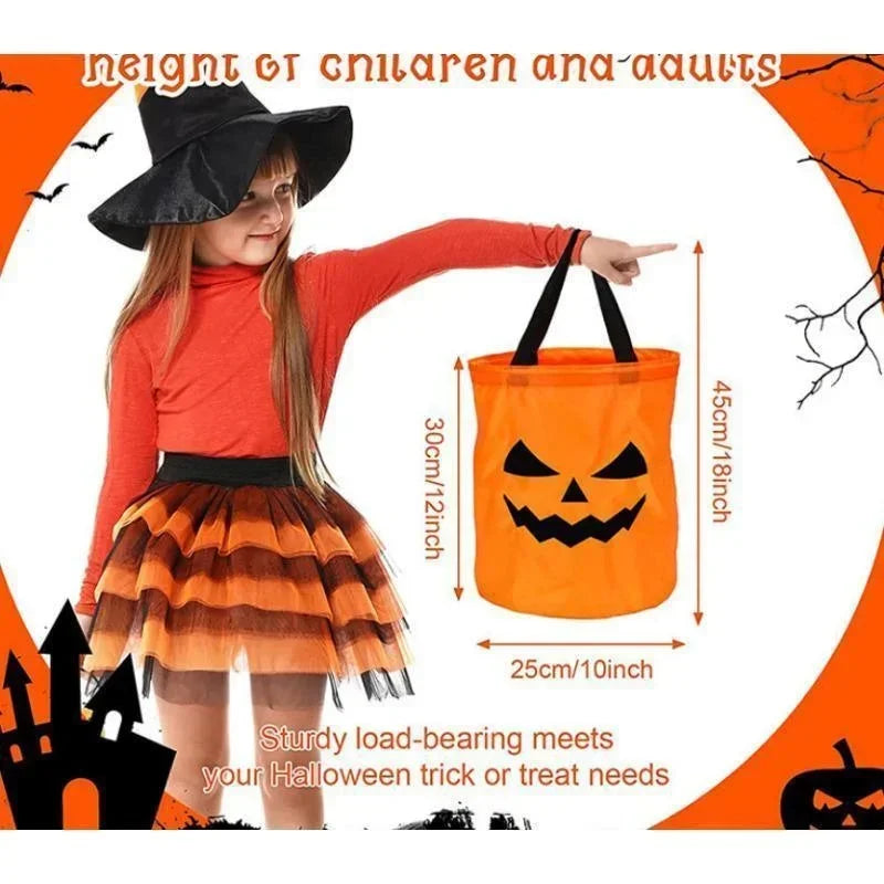 🎃 LED Light Halloween Pumpkin Candy Bag – Trick or Treat Basket 🎃