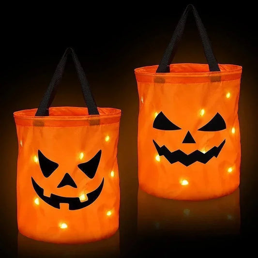 🎃 LED Light Halloween Pumpkin Candy Bag – Trick or Treat Basket 🎃