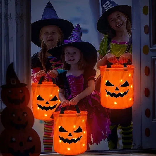 🎃 LED Light Halloween Pumpkin Candy Bag – Trick or Treat Basket 🎃