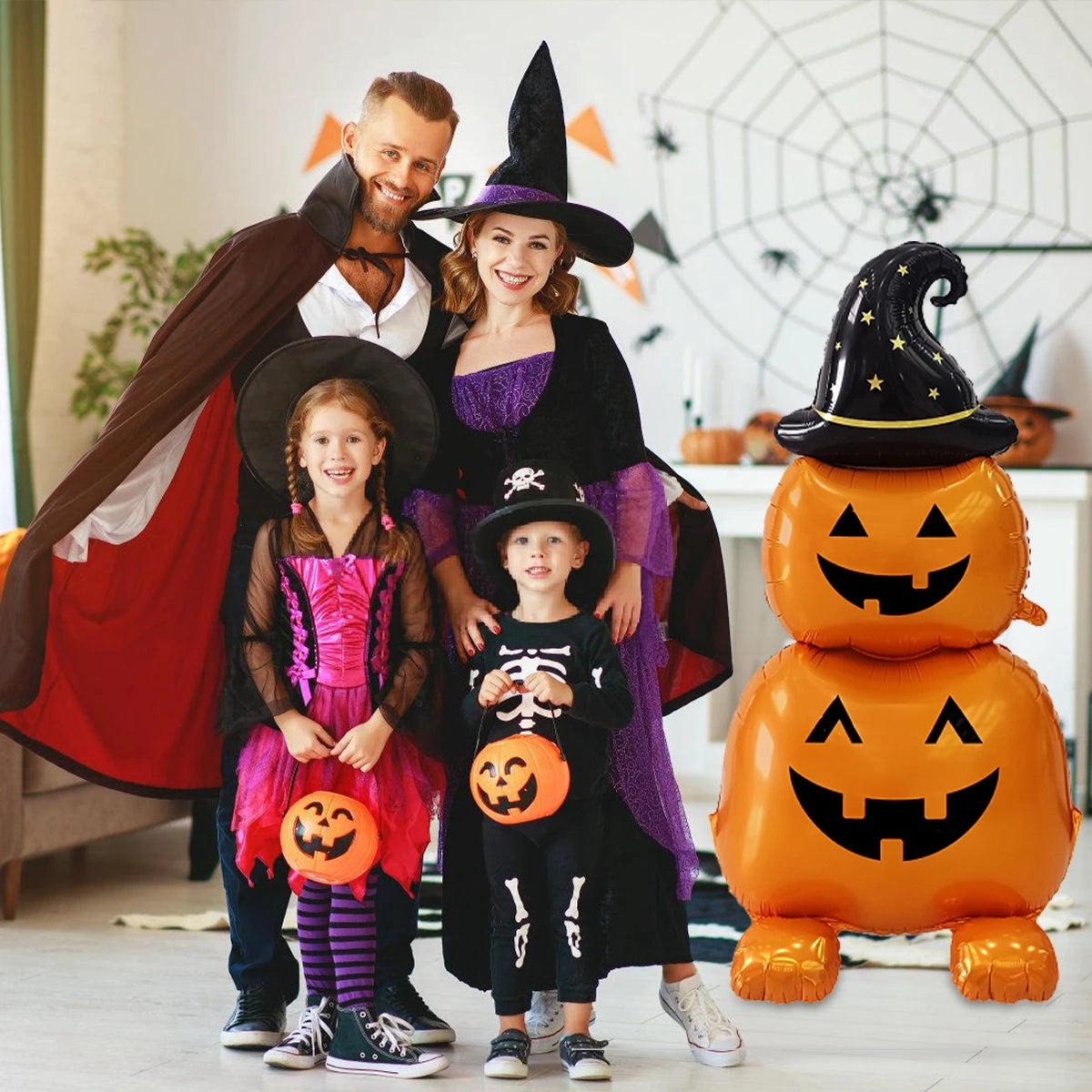 🎃👻 Large Halloween Foil Balloon – Pumpkin & Ghost Stand Decoration 👻🎃