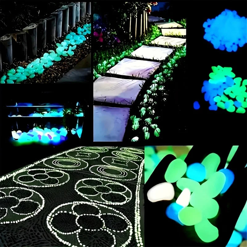 🌙✨ 100Pcs Glow in the Dark Pebbles – Luminous Decorative Stones ✨🌙