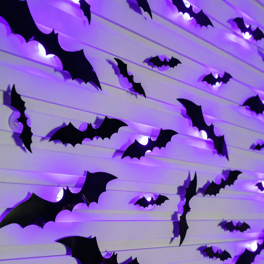 Halloween LED 3D Bats Wall Lights – Realistic PVC Removable Stickers for Indoor & Outdoor Party Decoration