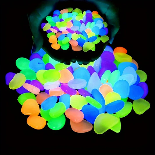 🌙✨ 100Pcs Glow in the Dark Pebbles – Luminous Decorative Stones ✨🌙