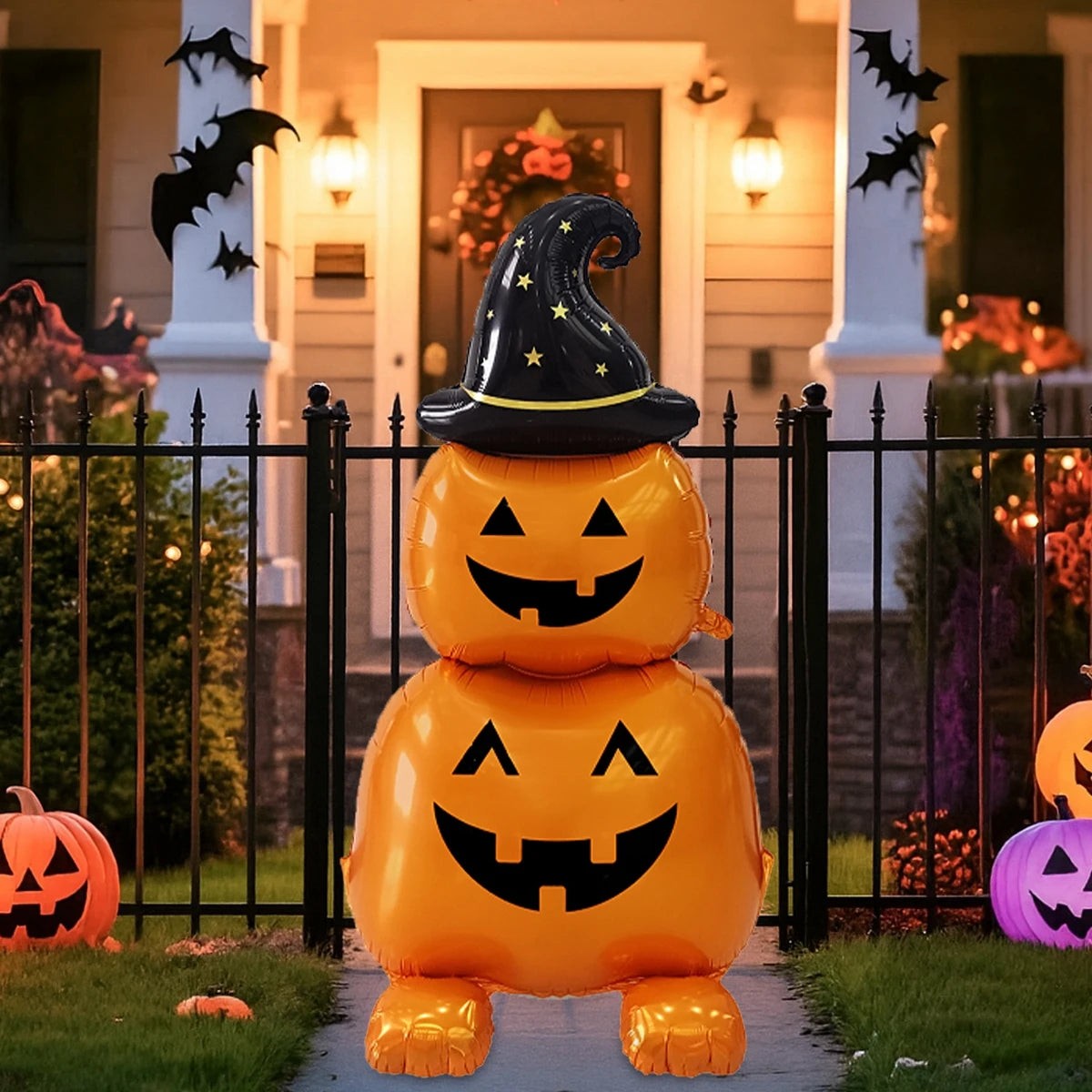 🎃👻 Large Halloween Foil Balloon – Pumpkin & Ghost Stand Decoration 👻🎃