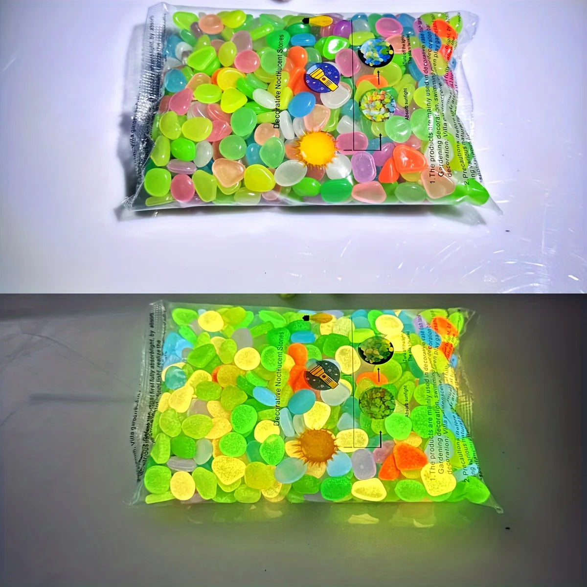 🌙✨ 100Pcs Glow in the Dark Pebbles – Luminous Decorative Stones ✨🌙